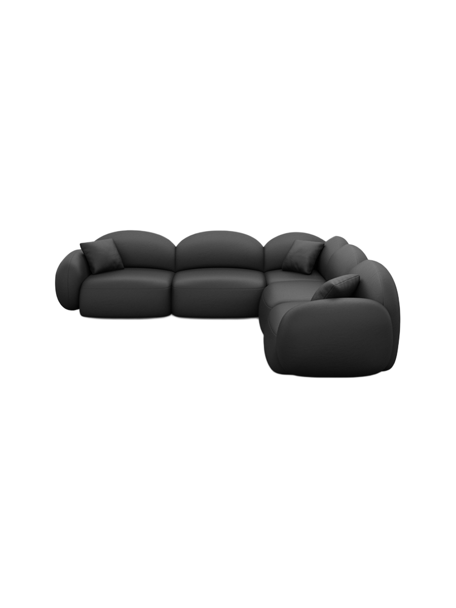 
5-Sitzer Design Echtleder Ecksofa „Varello“ - Echtleder Beige