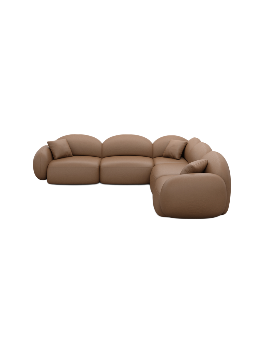 
5-Sitzer Design Echtleder Ecksofa „Varello“ - Echtleder Beige