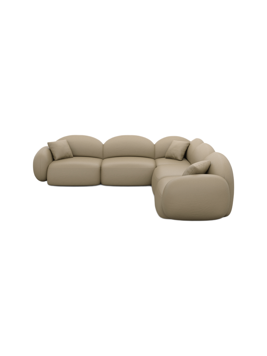 
5-Sitzer Design Echtleder Ecksofa „Varello“ - Echtleder Beige