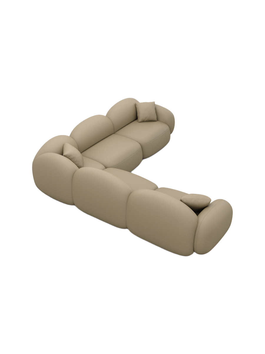 
5-Sitzer Design Echtleder Ecksofa „Varello“ - Echtleder Beige dunkel