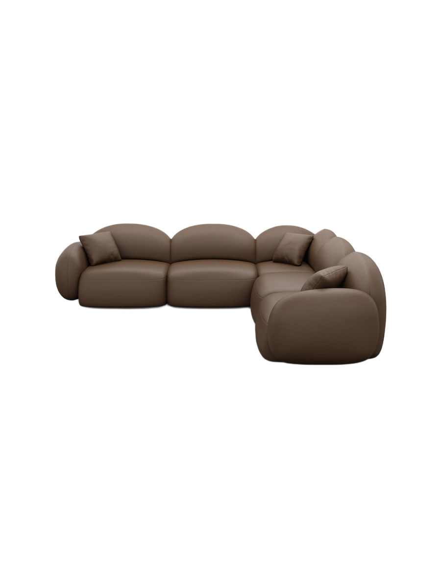 
5-Sitzer Design Echtleder Ecksofa „Varello“ - Echtleder Beige