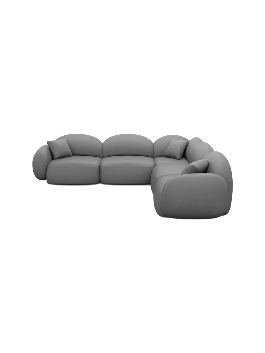
5-Sitzer Design Echtleder Ecksofa „Varello“ - Echtleder Beige