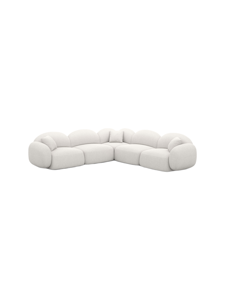 
5-Sitzer Design Ecksofa „Varello“ mit Strukturstoff-Bezug - Strukturstoff Weiss