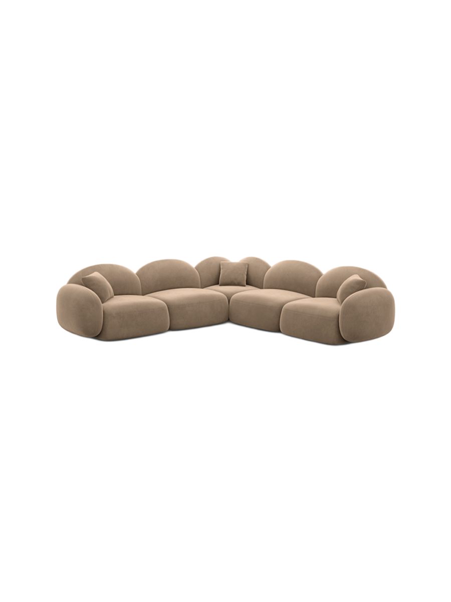 
5-Sitzer Design Ecksofa „Varello“ mit Samtbezug - Samtbezug Braun