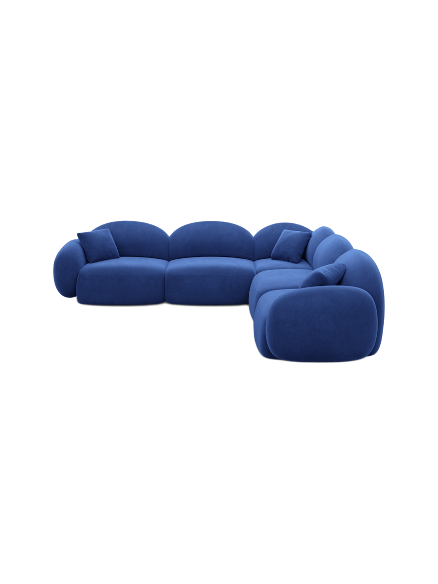 
5-Sitzer Design Ecksofa „Varello“ mit Samtbezug - Samtbezug Königsblau