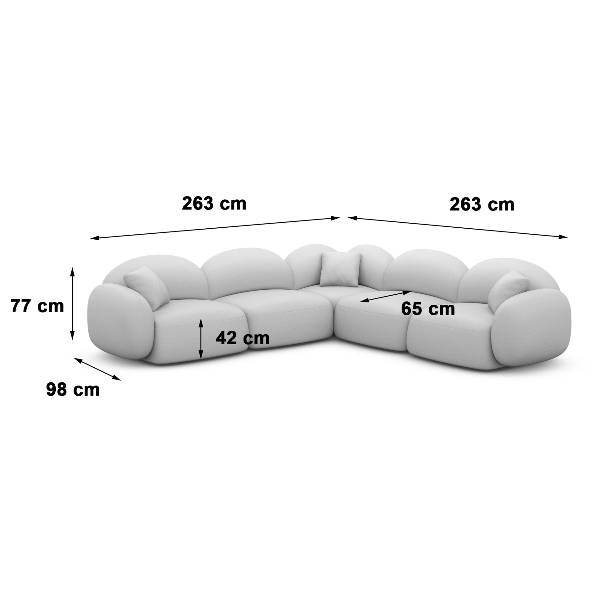 
5-Sitzer Design Ecksofa „Varello“ mit Samtbezug - Samtbezug Königsblau