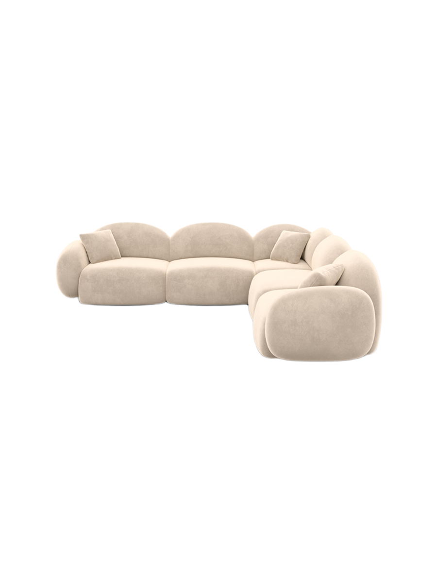 
5-Sitzer Design Ecksofa „Varello“ mit Samtbezug - Samtbezug Königsblau