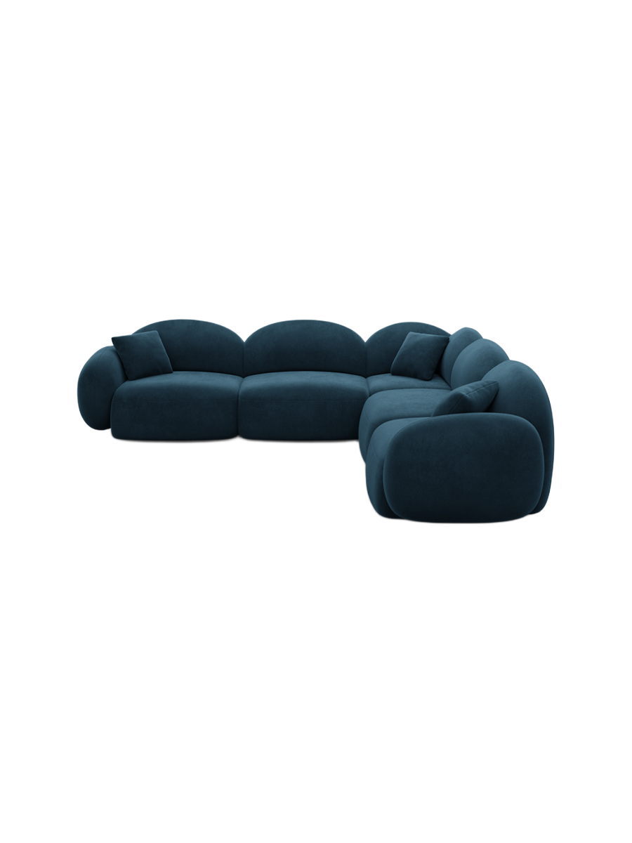 
5-Sitzer Design Ecksofa „Varello“ mit Samtbezug - Samtbezug Königsblau