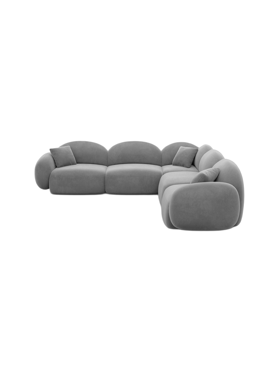 
5-Sitzer Design Ecksofa „Varello“ mit Samtbezug - Samtbezug Königsblau