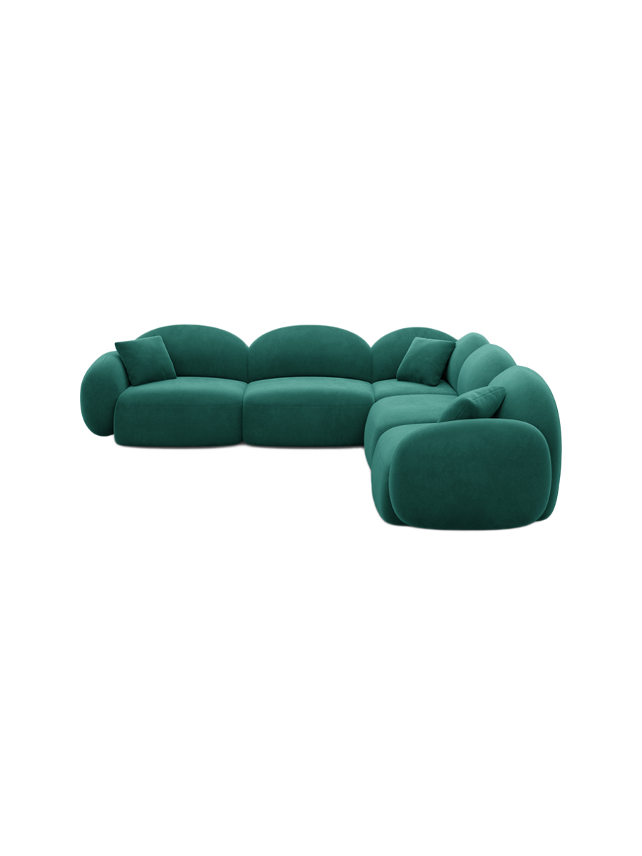 
5-Sitzer Design Ecksofa „Varello“ mit Samtbezug - Samtbezug Königsblau