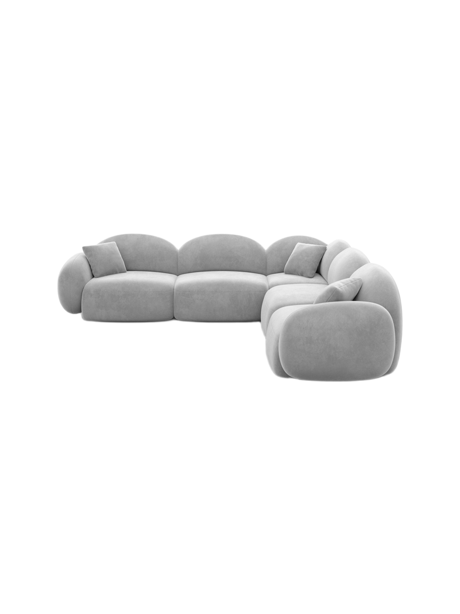 
5-Sitzer Design Ecksofa „Varello“ mit Samtbezug - Samtbezug Königsblau