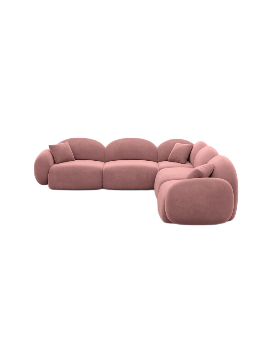 
5-Sitzer Design Ecksofa „Varello“ mit Samtbezug - Samtbezug Königsblau