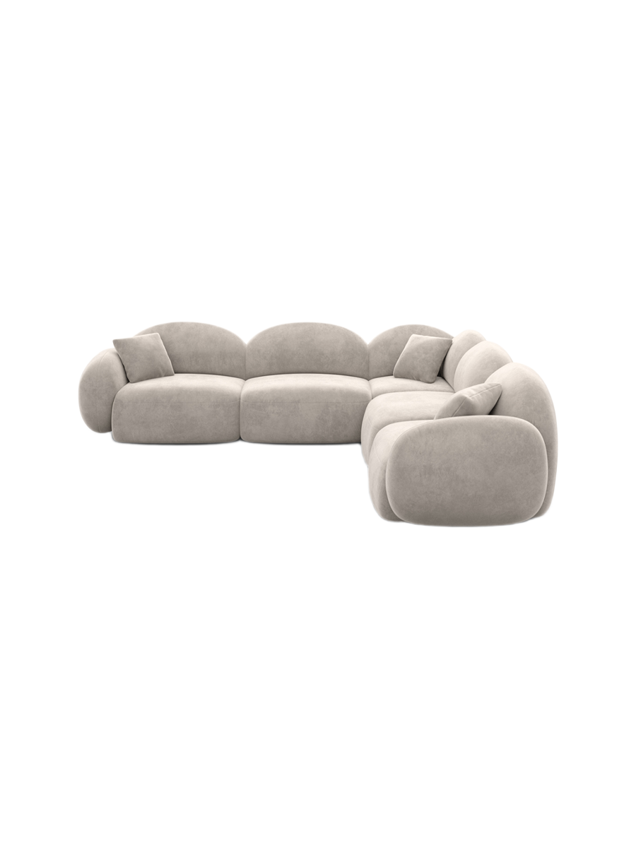 
5-Sitzer Design Ecksofa „Varello“ mit Samtbezug - Samtbezug Königsblau