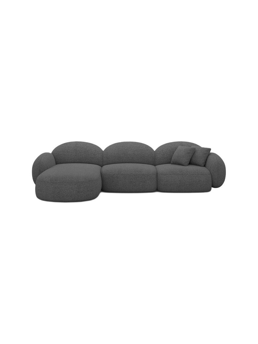 
4-Sitzer Design Ecksofa „Varello“ mit Bouclé-Bezug - Bouclé Graphit / Eckteil links