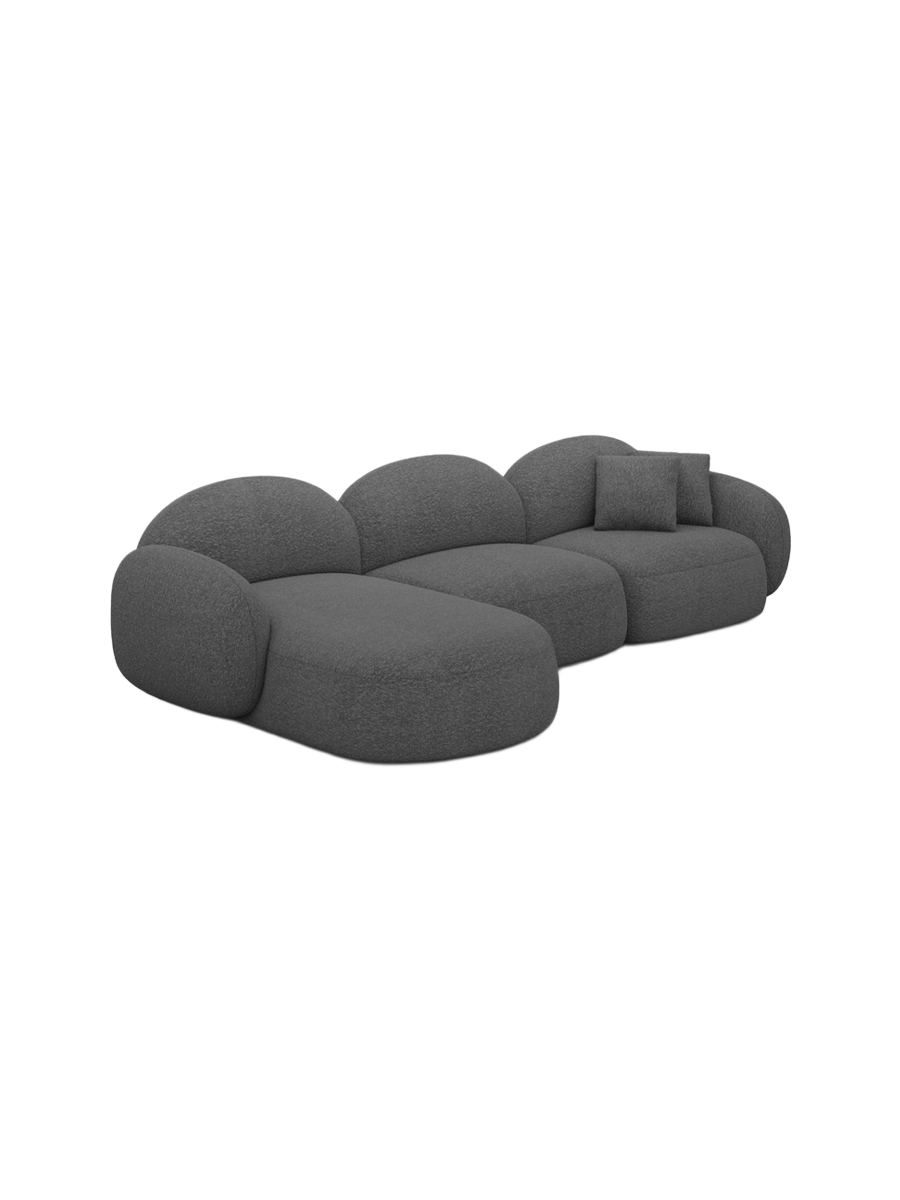 
4-Sitzer Design Ecksofa „Varello“ mit Bouclé-Bezug - Bouclé Graphit / Eckteil links