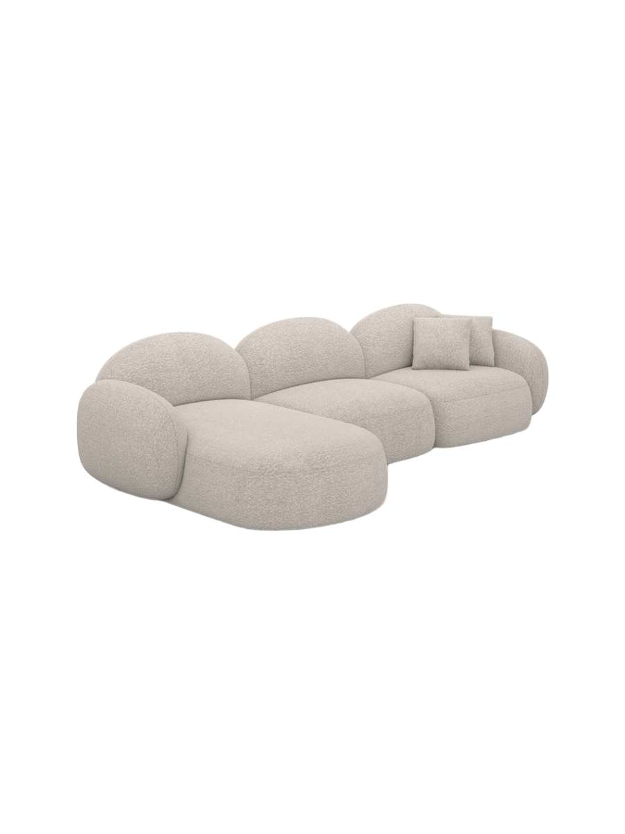 
4-Sitzer Design Ecksofa „Varello“ mit Bouclé-Bezug - Bouclé Toffee / Eckteil links