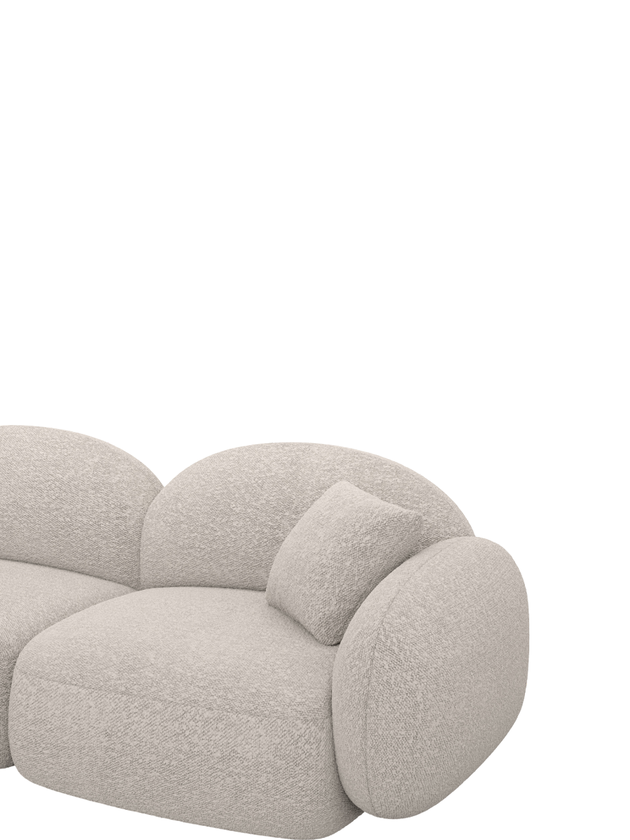 
4-Sitzer Design Ecksofa „Varello“ mit Bouclé-Bezug - Bouclé Toffee / Eckteil links