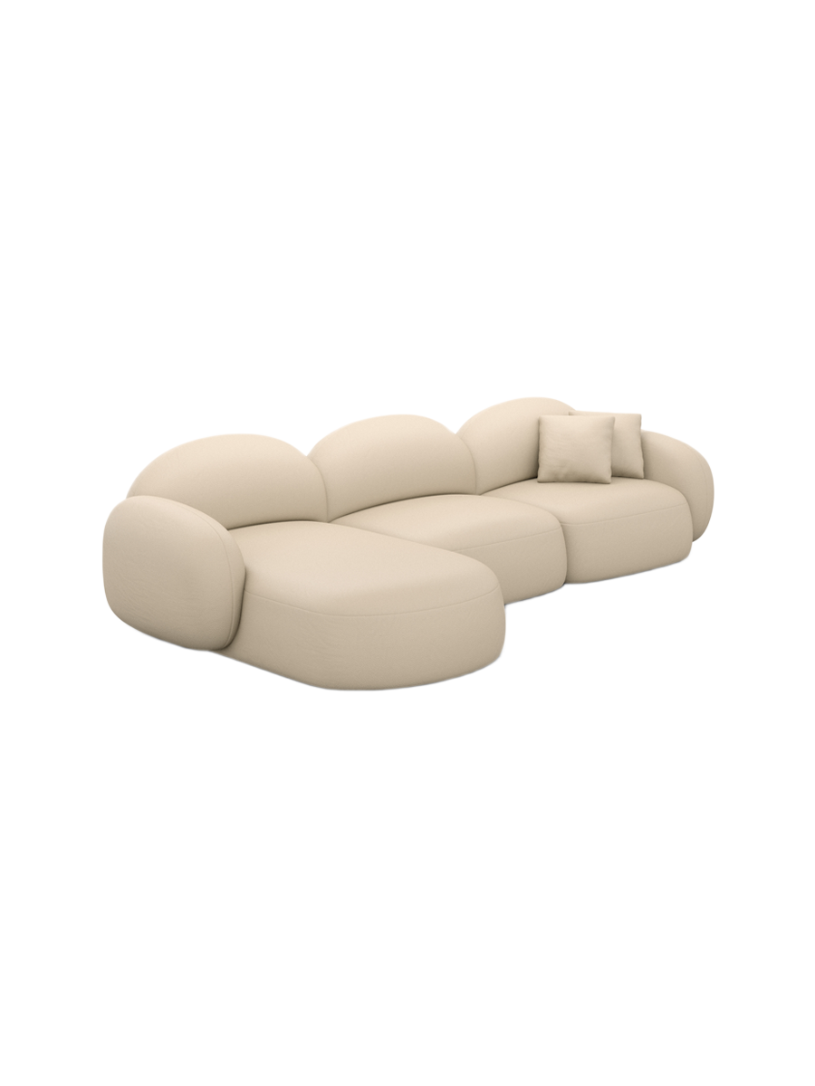 
4-Sitzer Design Echtleder Ecksofa „Varello“ - Echtleder Beige / Eckteil links