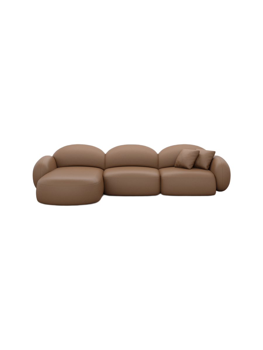 
4-Sitzer Design Echtleder Ecksofa „Varello“ - Echtleder Beige / Eckteil links