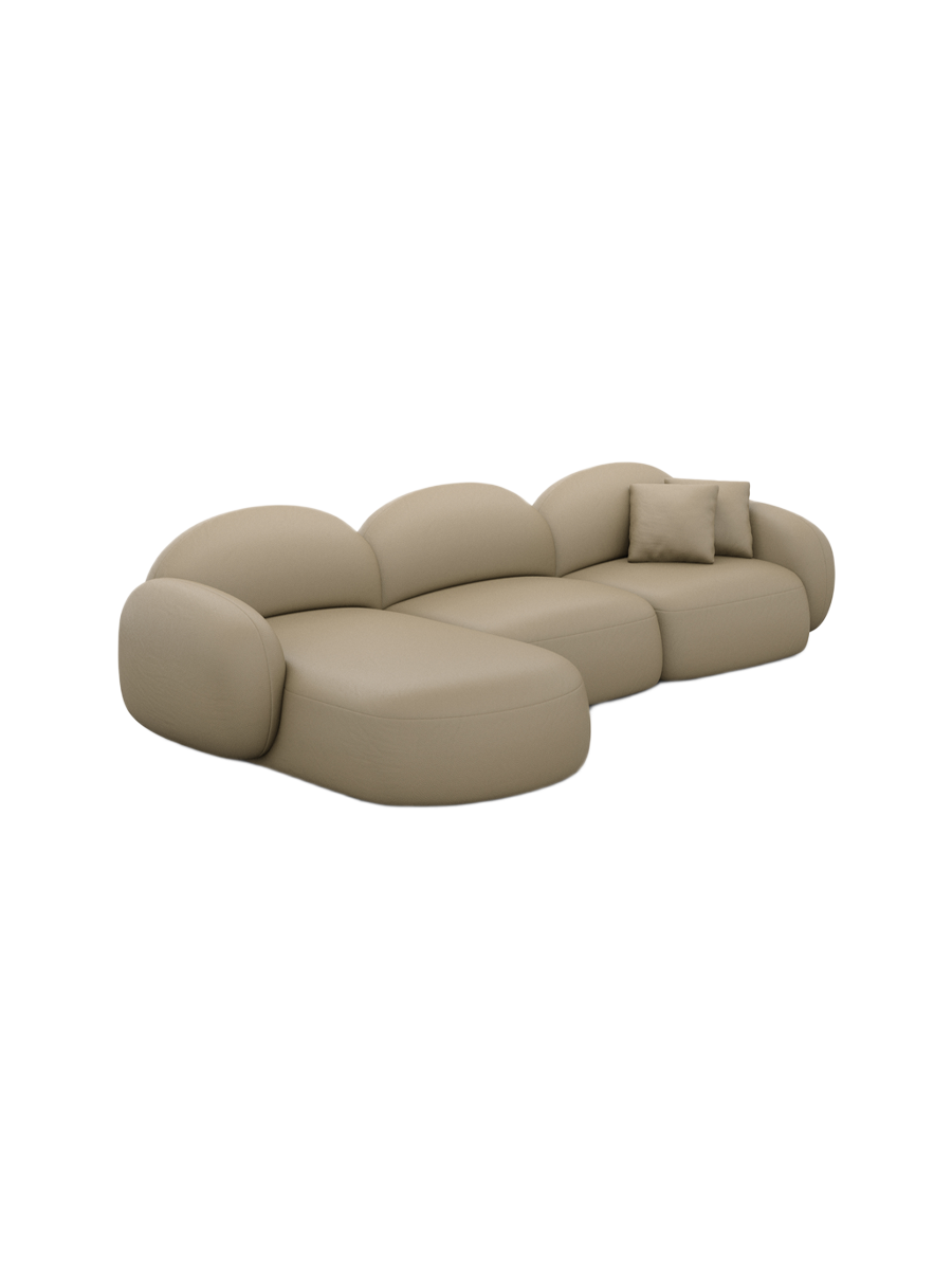 
4-Sitzer Design Echtleder Ecksofa „Varello“ - Echtleder Beige dunkel / Eckteil links