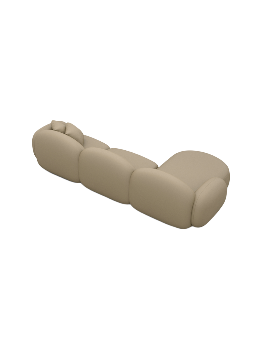 
4-Sitzer Design Echtleder Ecksofa „Varello“ - Echtleder Beige dunkel / Eckteil links