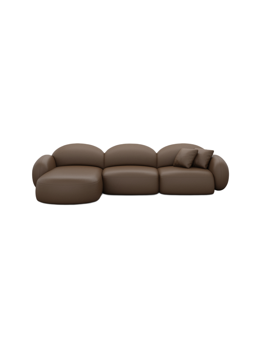 
4-Sitzer Design Echtleder Ecksofa „Varello“ - Echtleder Beige / Eckteil links