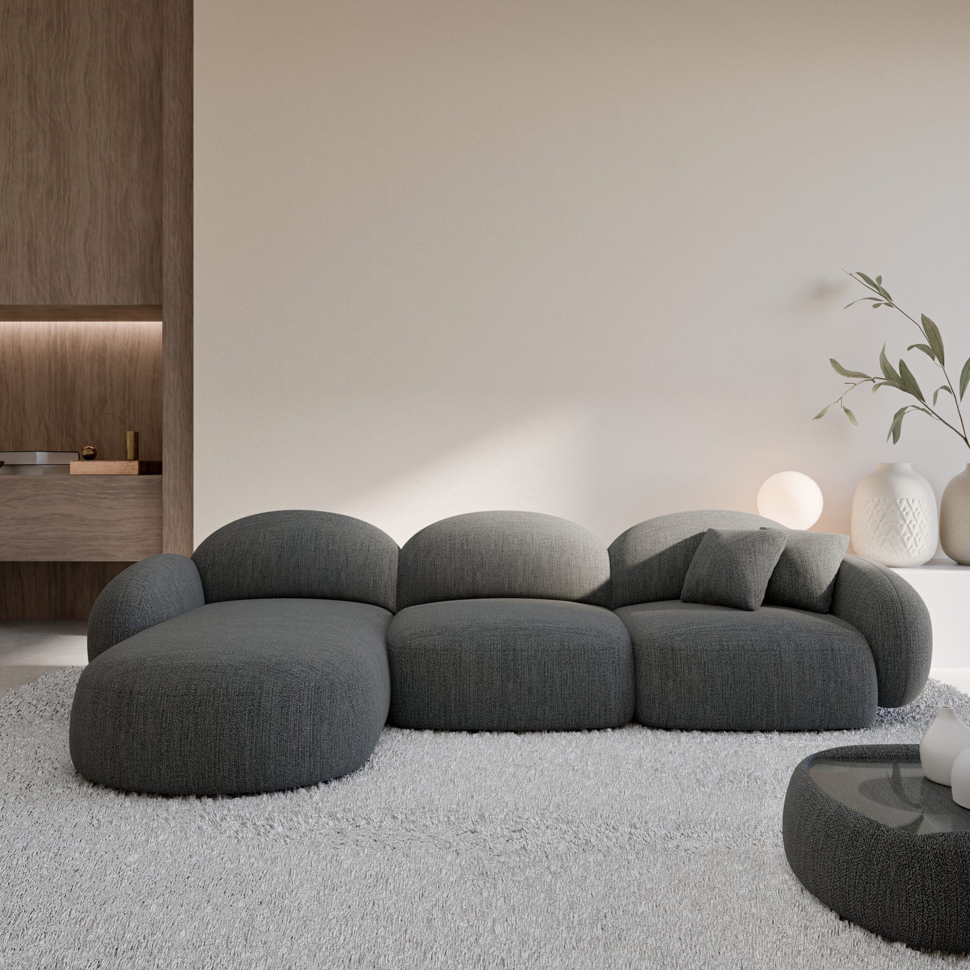 
4-Sitzer Design Ecksofa „Varello“ mit Strukturstoff-Bezug - Strukturstoff Anthrazit / Eckteil links