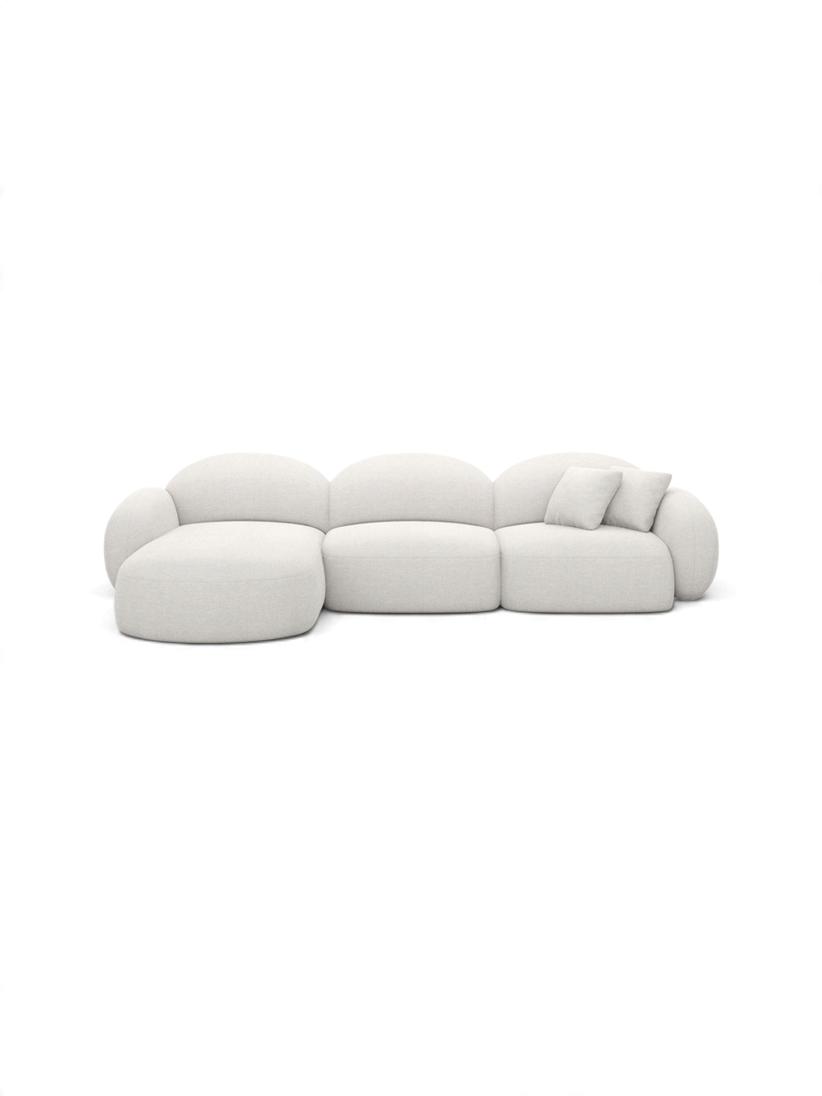 
4-seater designer corner sofa “Varello” with textured fabric upholstery - Textured fabric White / Left corner section