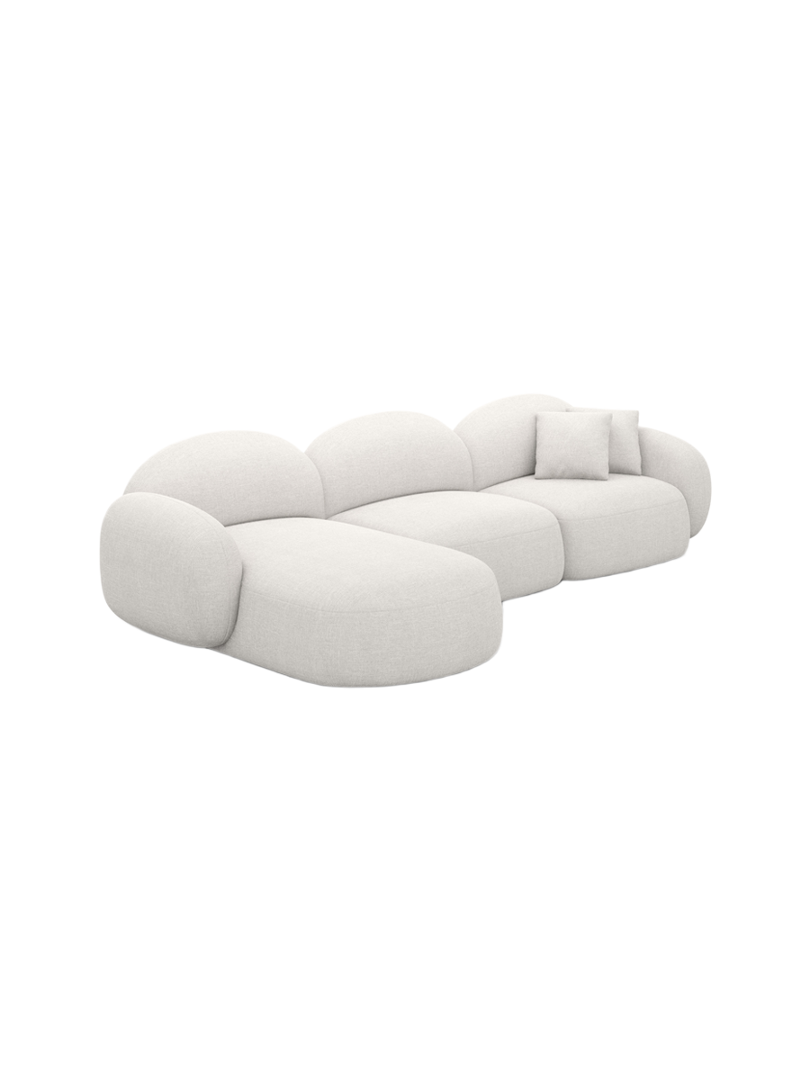 
4-Sitzer Design Ecksofa „Varello“ mit Strukturstoff-Bezug - Strukturstoff Weiss / Eckteil links