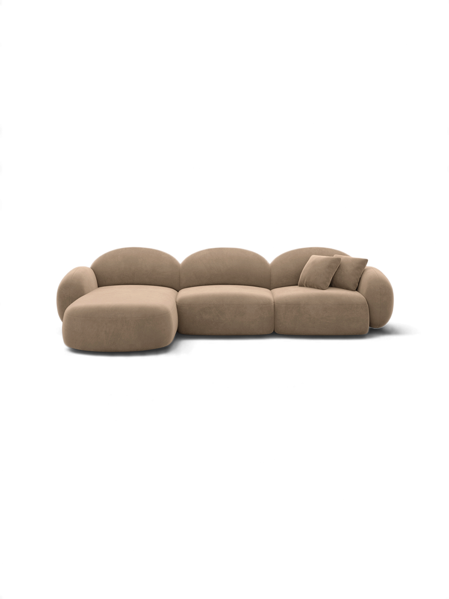 
4-seater designer corner sofa “Varello” with velvet upholstery - Velvet cover Brown / Left corner section