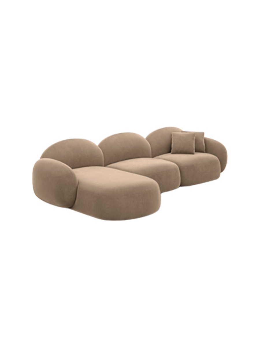 
4-seater designer corner sofa “Varello” with velvet upholstery - Velvet cover Brown / Left corner section