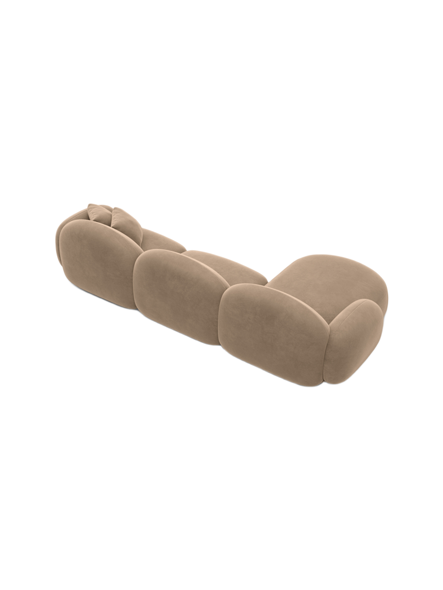 
4-seater designer corner sofa “Varello” with velvet upholstery - Velvet cover Brown / Left corner section