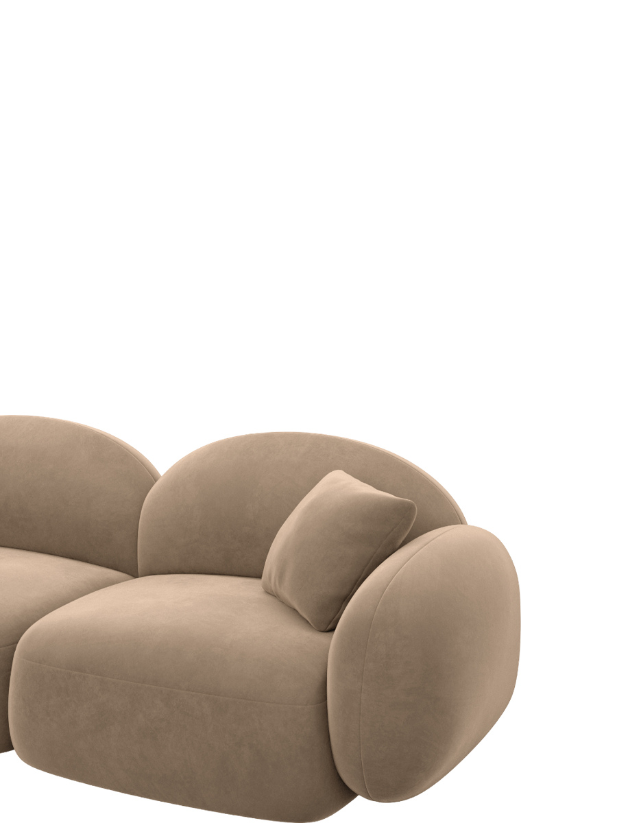 
4-seater designer corner sofa “Varello” with velvet upholstery - Velvet cover Brown / Left corner section