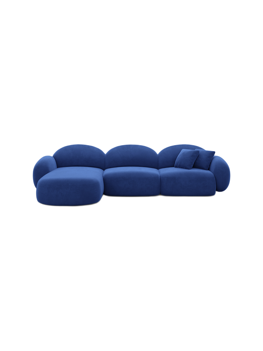 
4-Sitzer Design Ecksofa „Varello“ mit Samtbezug - Samtbezug Königsblau / Eckteil links