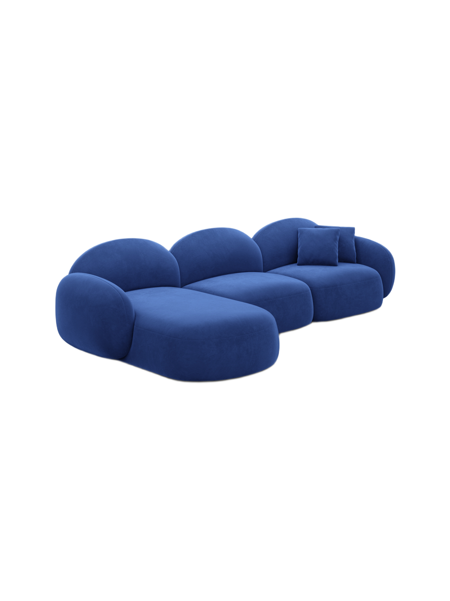 
4-Sitzer Design Ecksofa „Varello“ mit Samtbezug - Samtbezug Königsblau / Eckteil links