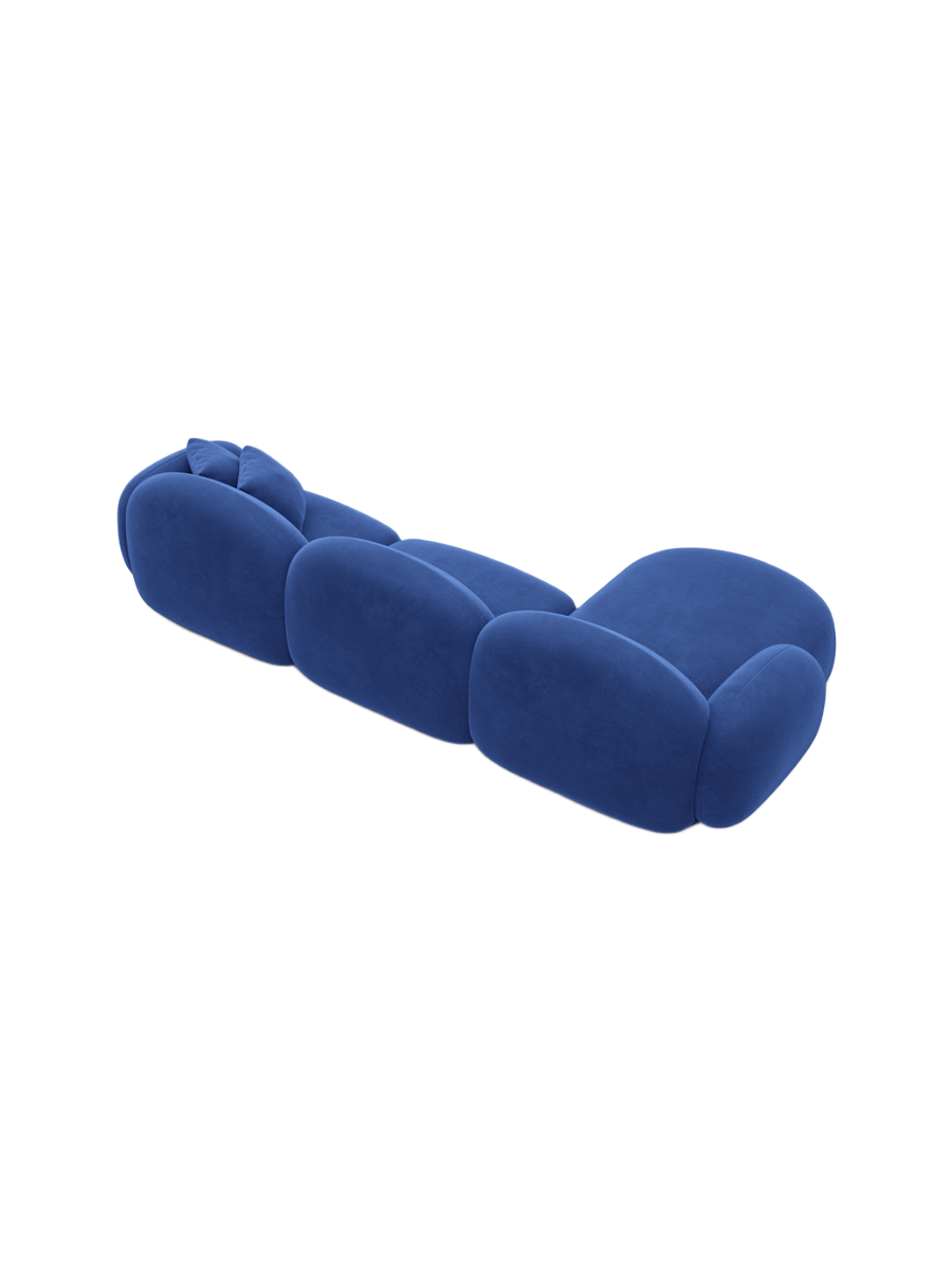 
4-Sitzer Design Ecksofa „Varello“ mit Samtbezug - Samtbezug Königsblau / Eckteil links