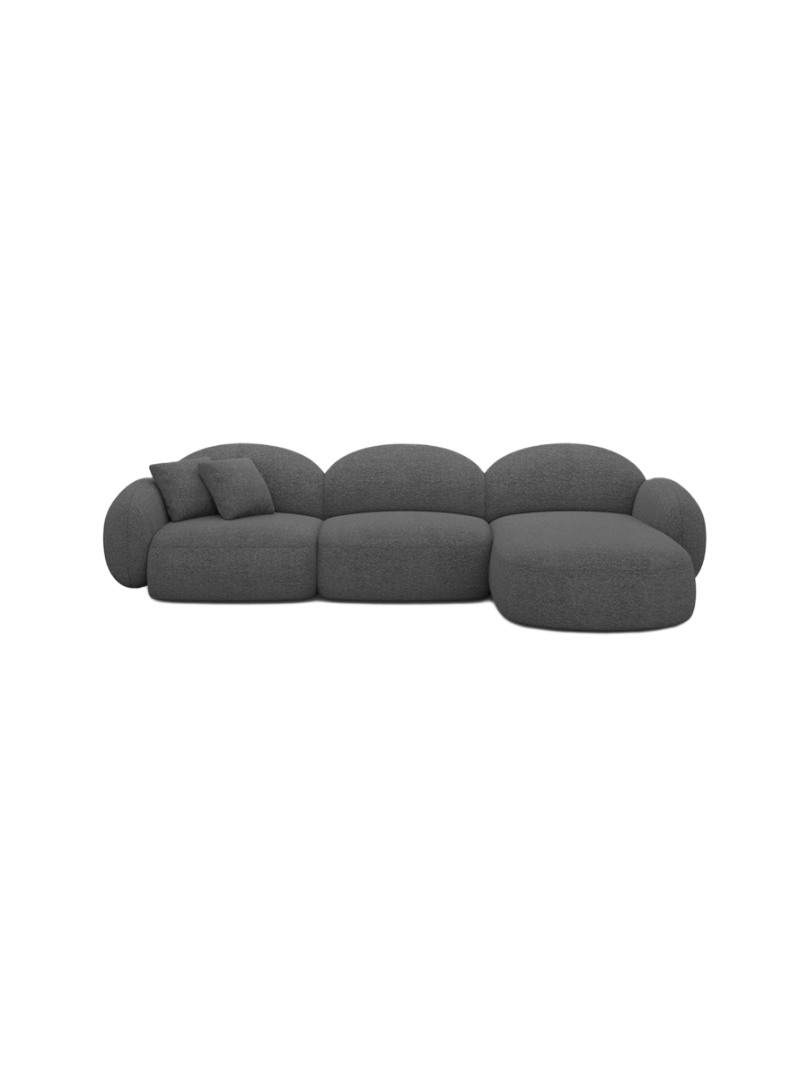 
4-Sitzer Design Ecksofa „Varello“ mit Bouclé-Bezug - Bouclé Graphit / Eckteil links