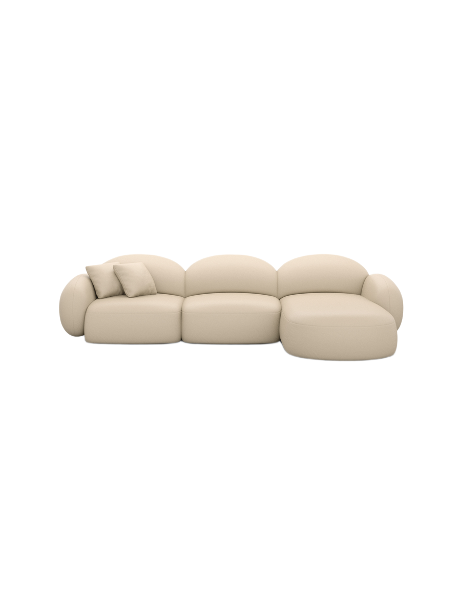 
4-Sitzer Design Echtleder Ecksofa „Varello“ - Echtleder Beige / Eckteil links