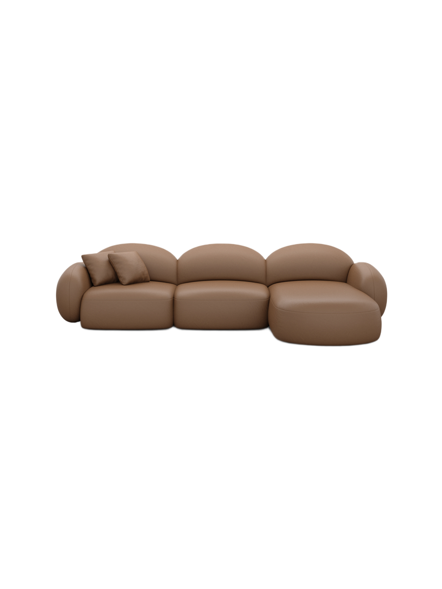 
4-Sitzer Design Echtleder Ecksofa „Varello“ - Echtleder Beige / Eckteil links