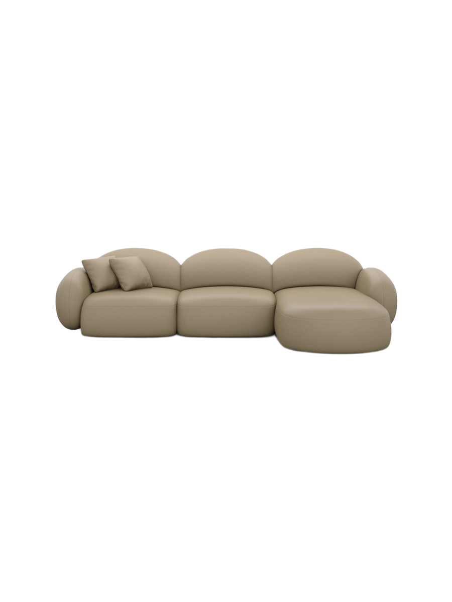 
4-Sitzer Design Echtleder Ecksofa „Varello“ - Echtleder Beige / Eckteil links