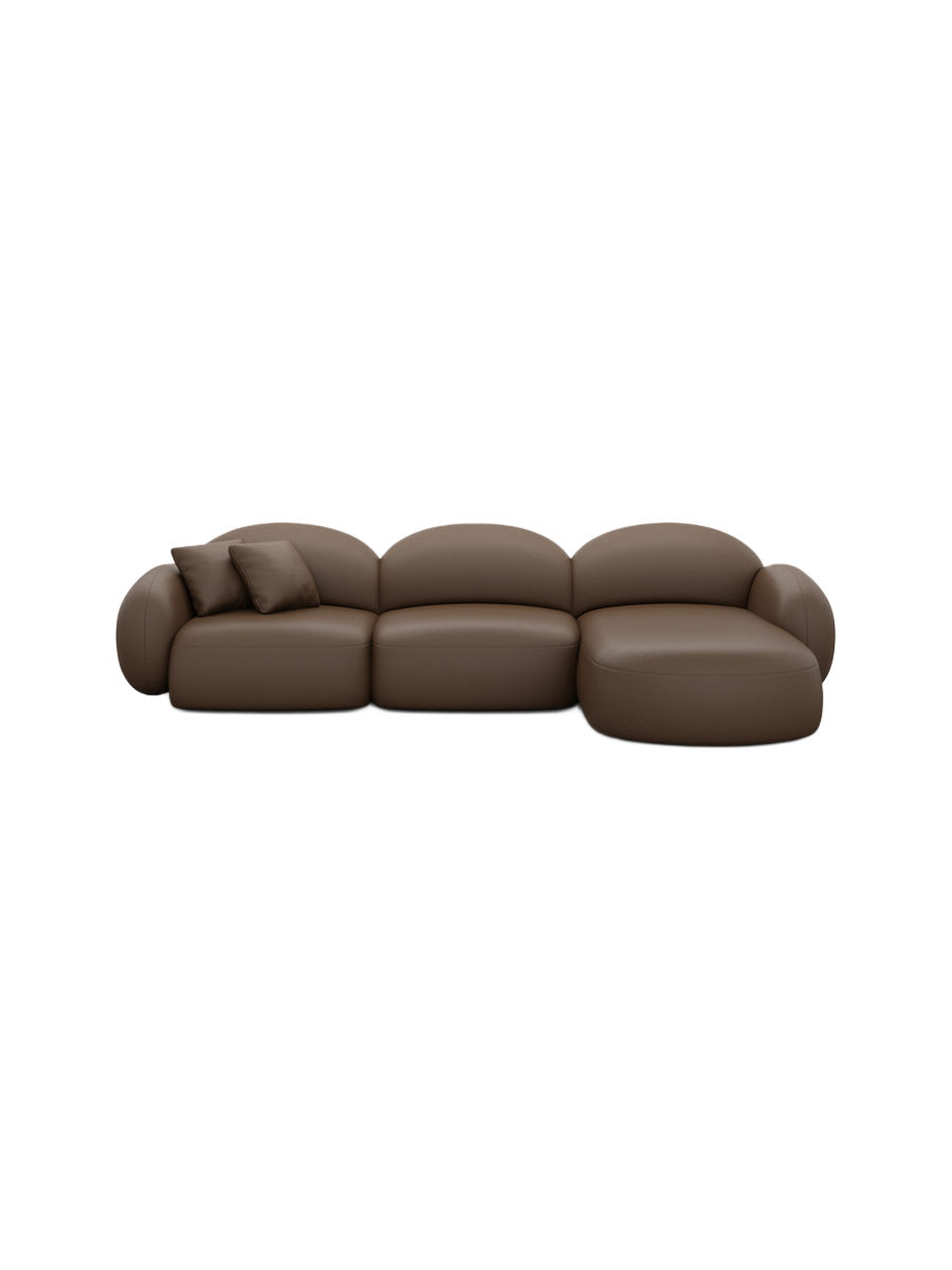 
4-Sitzer Design Echtleder Ecksofa „Varello“ - Echtleder Beige / Eckteil links