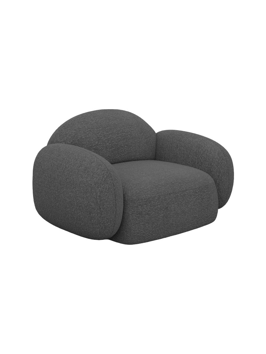 
Design Loungesessel „Varello“ mit Bouclé-Bezug - Bouclé Graphit