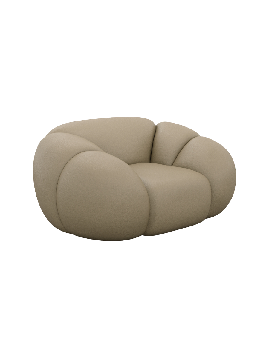 
Design Echtleder Loungesessel „Varello“ - Echtleder Beige
