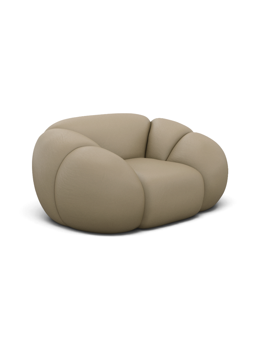 
Designer genuine leather lounge chair “Varello” - Genuine leather Beige dark