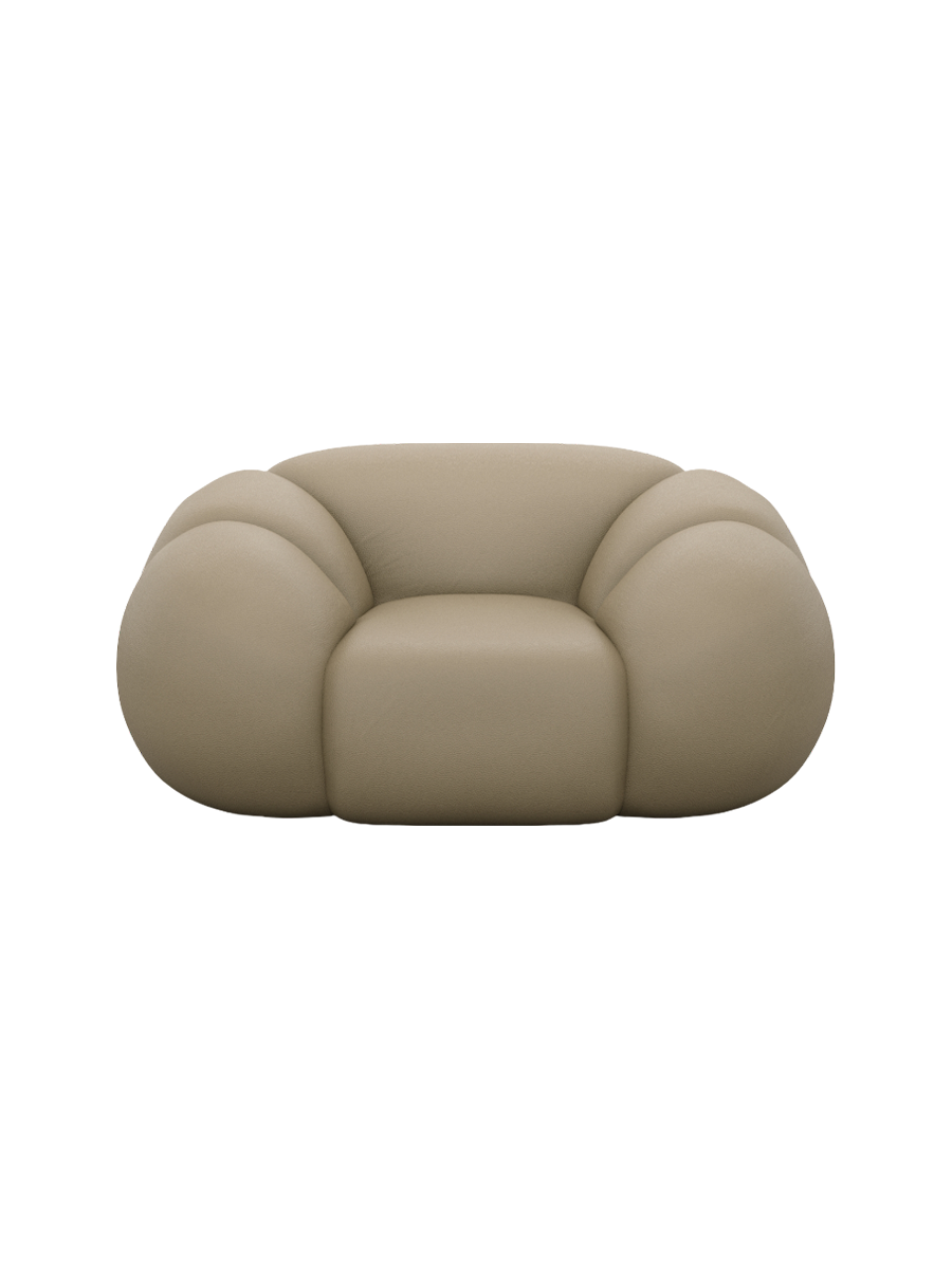 
Fauteuil lounge design en cuir véritable « Varello » - Véritable cuir beige foncé
