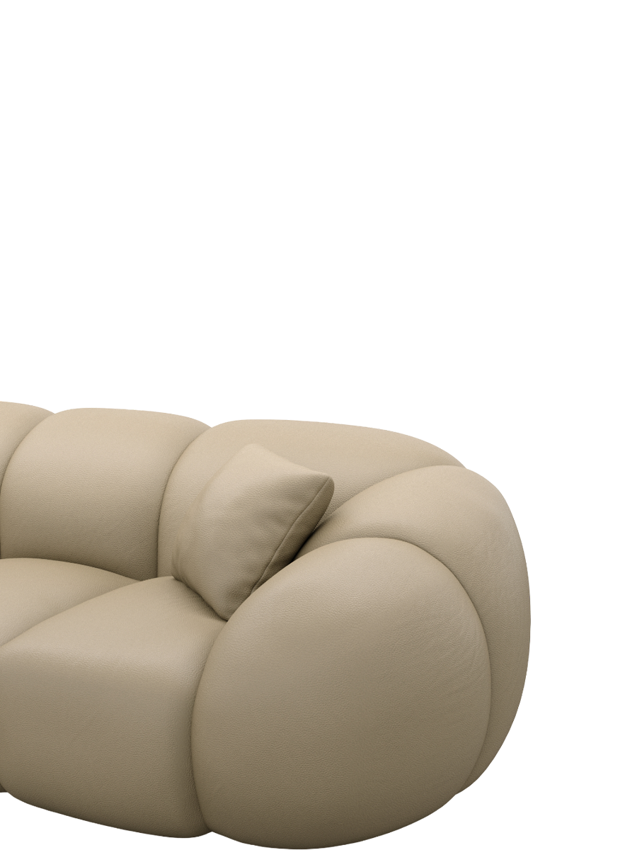 
Fauteuil lounge design en cuir véritable « Varello » - Véritable cuir beige foncé
