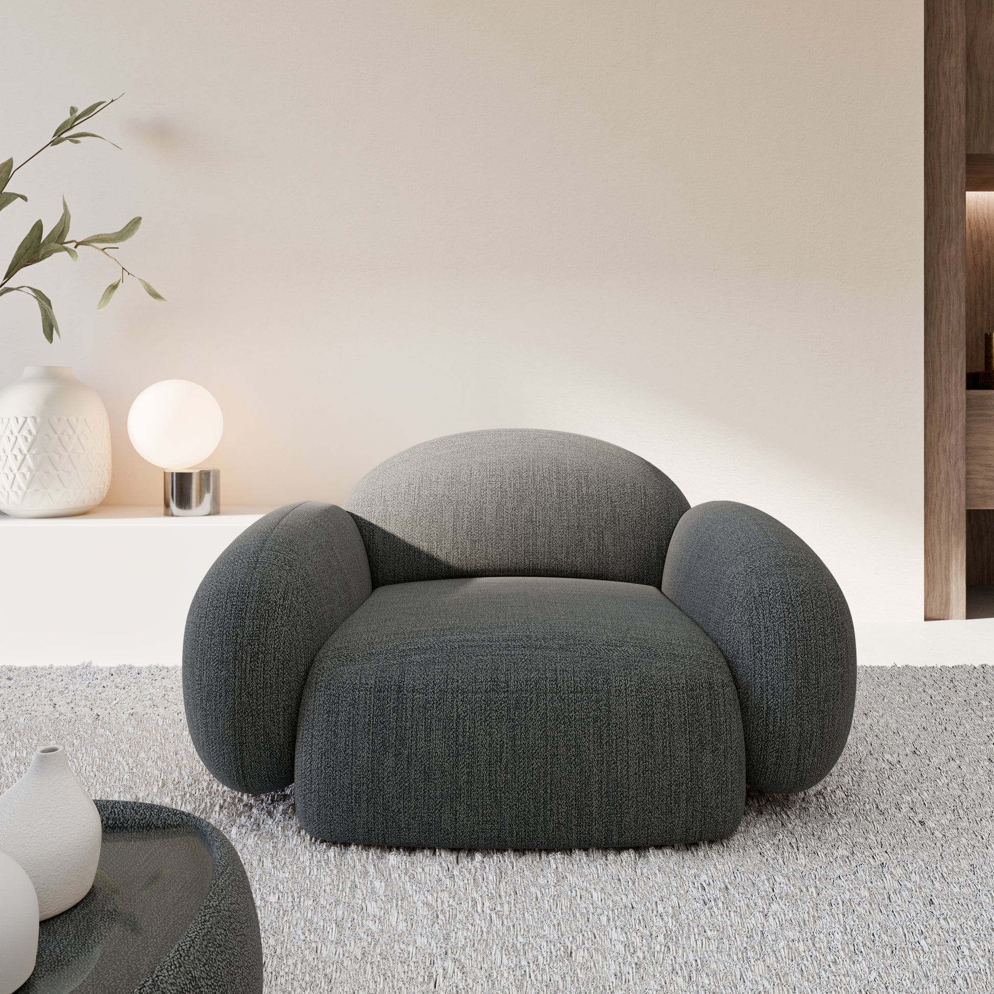 
Design Loungesessel „Varello“ mit Strukturstoff-Bezug - Strukturstoff Anthrazit
