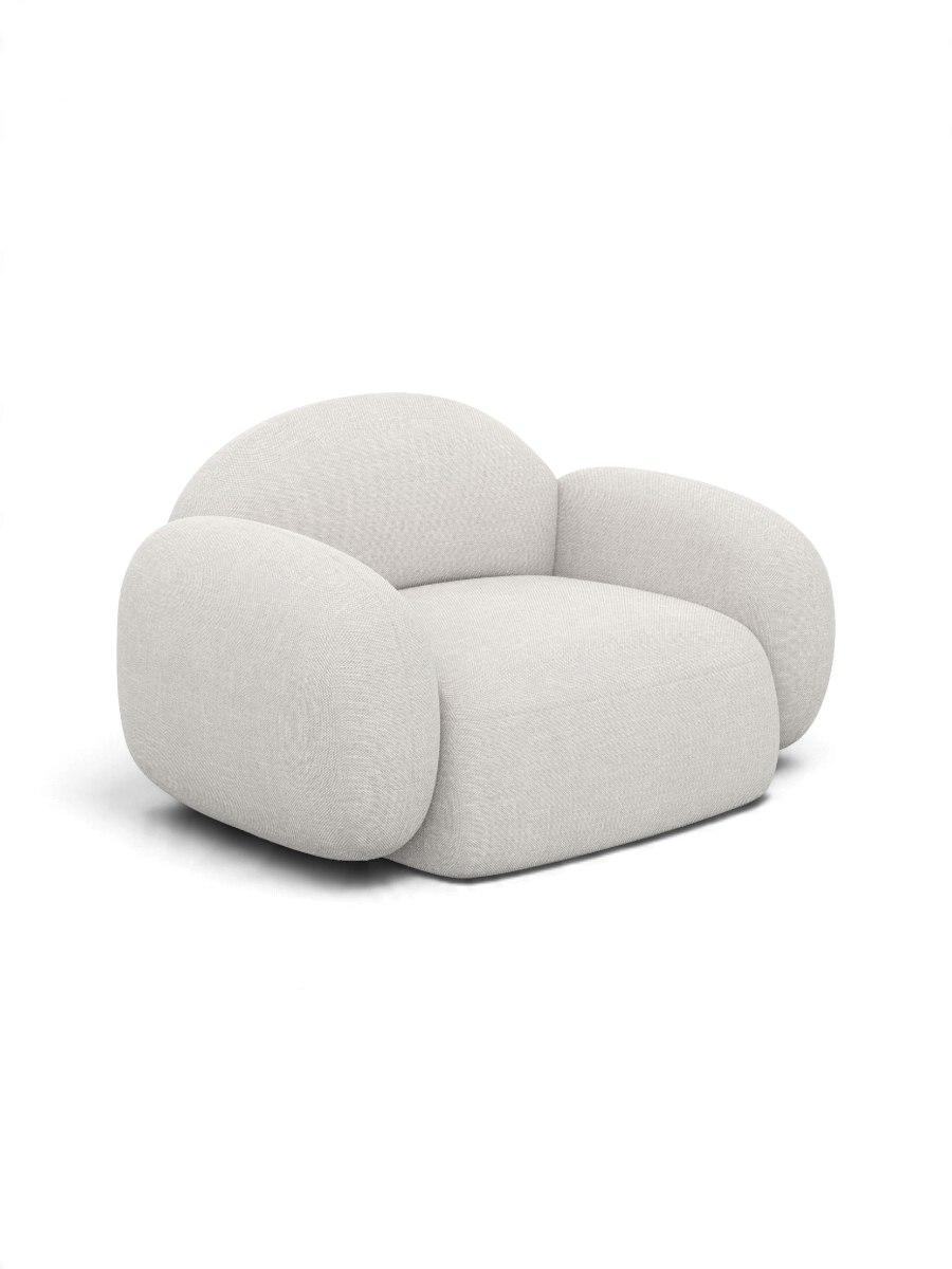 
Designer lounge chair “Varello” with textured fabric upholstery - Textured fabric White
