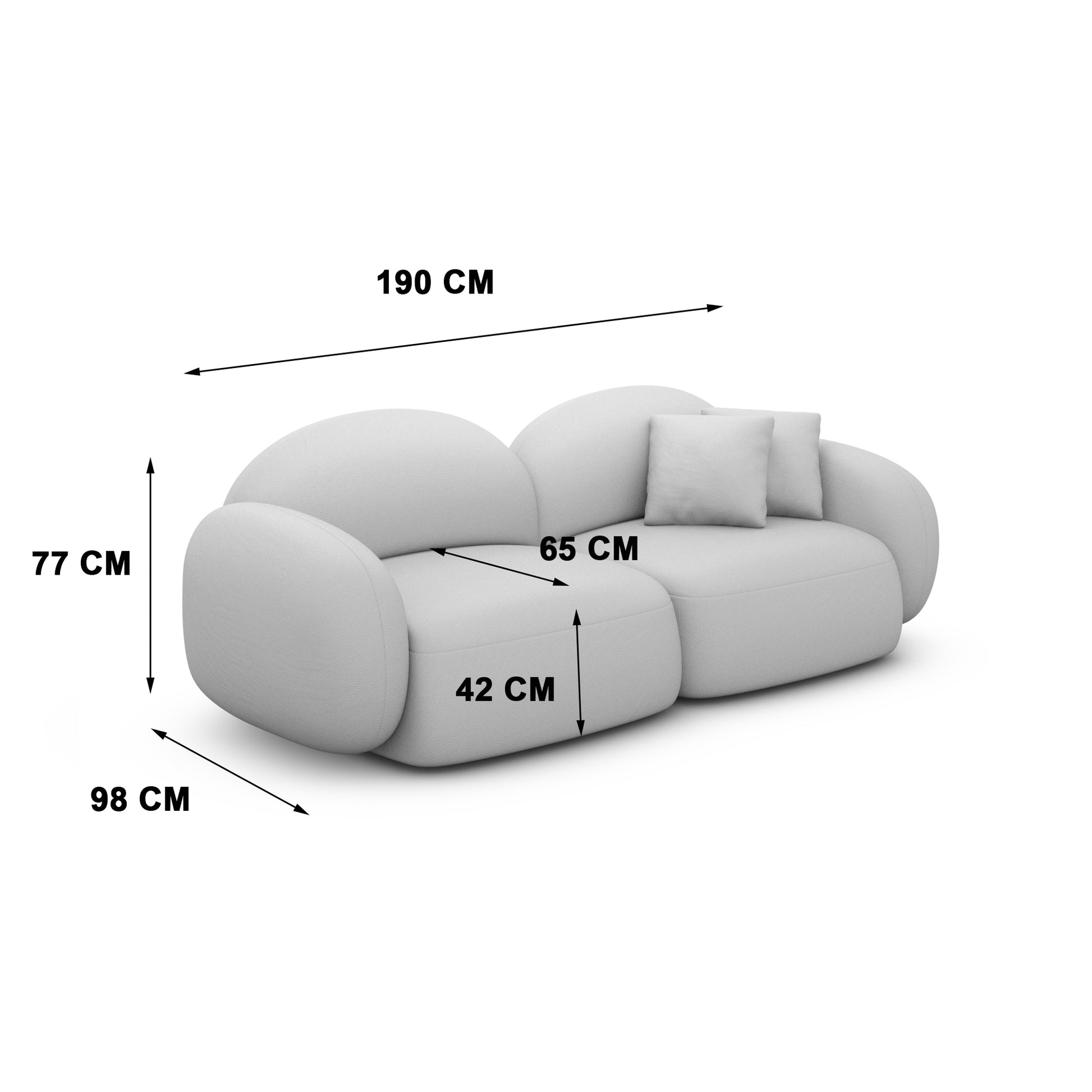 
2-Sitzer Design Sofa „Varello“ mit Bouclé-Bezug - Bouclé Graphit