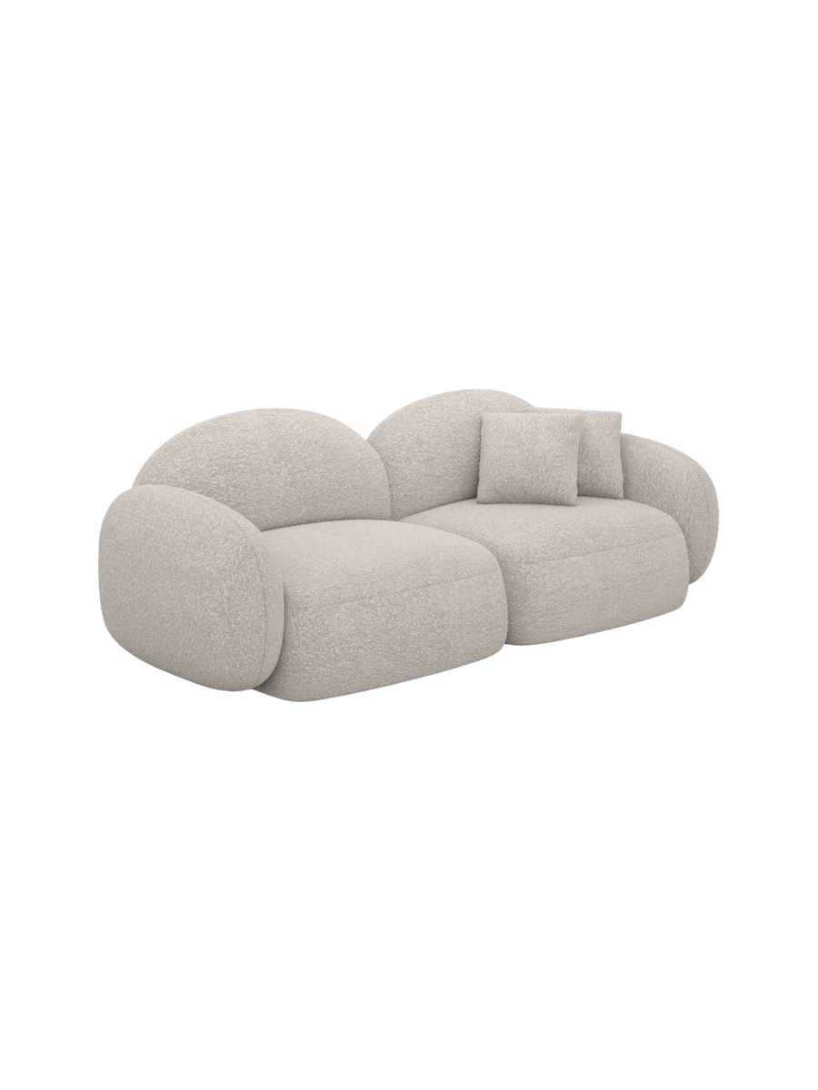 
2-seater designer sofa “Varello” with bouclé upholstery - Bouclé Toffee